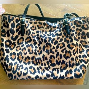 Kate spade nylon leopard tote purse
